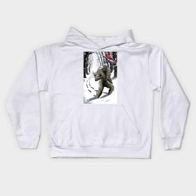 Winter Swamp Thing Kids Hoodie by ShawnLangley